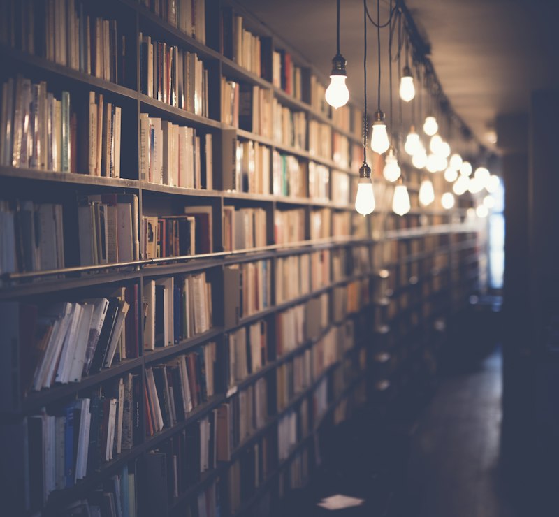 Library shelves filled with books